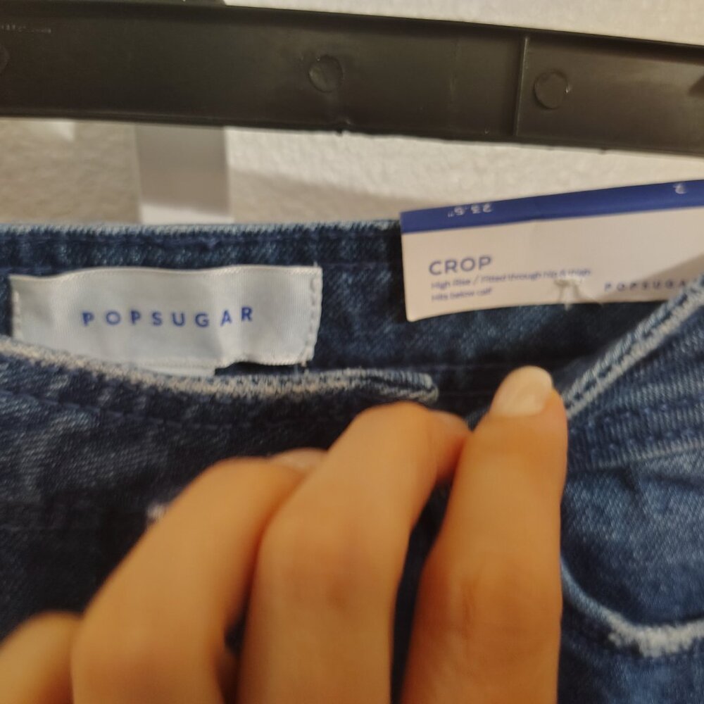 Popsugar Cropped Wide Leg Jeans Size 2 NWT High Rise Cotton 23.5 " Inseam - Picture 12 of 14